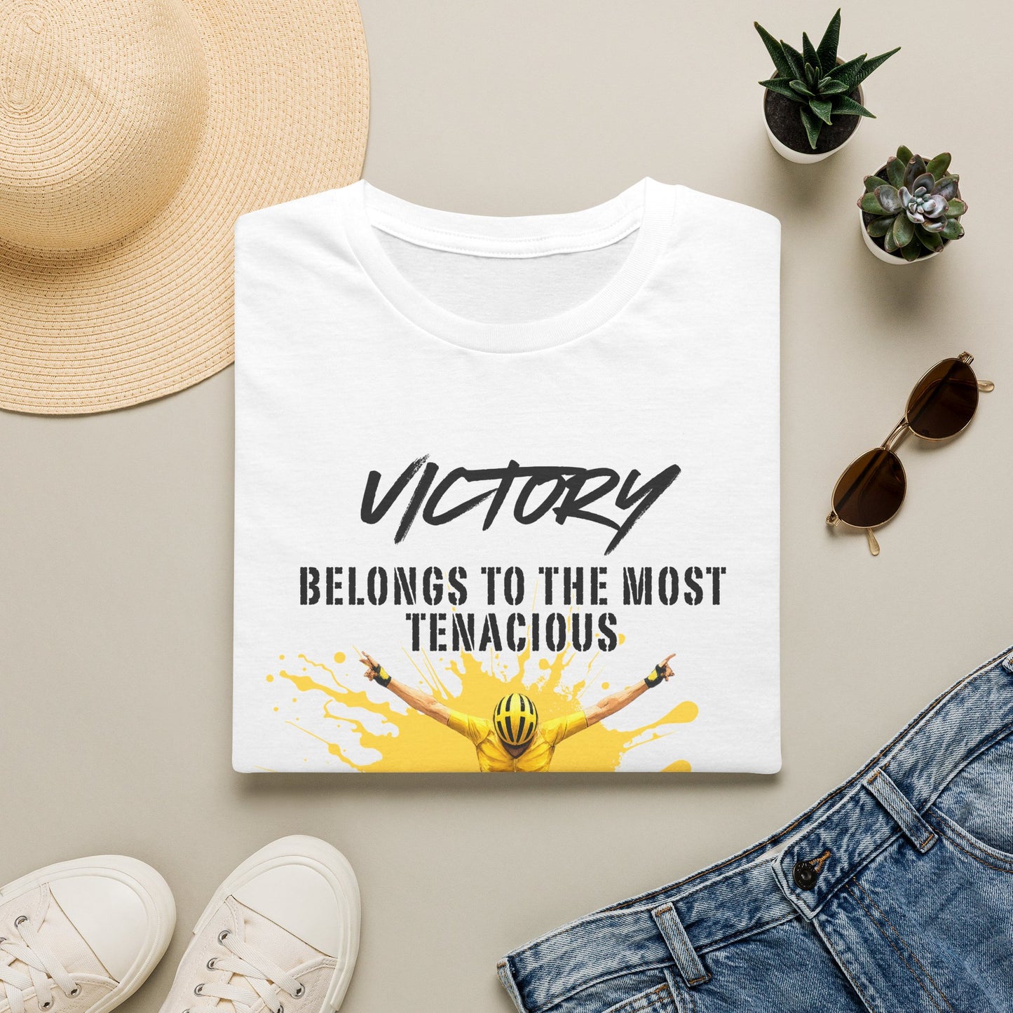 Cycling T‑Shirt - "Victory Belongs to the Most Tenacious" Motivational Bike Tee