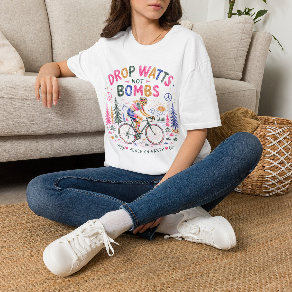 Drop Watts Not xxxx Girl T-Shirt β Peaceful Cycling Eco Energy Graphic Tee