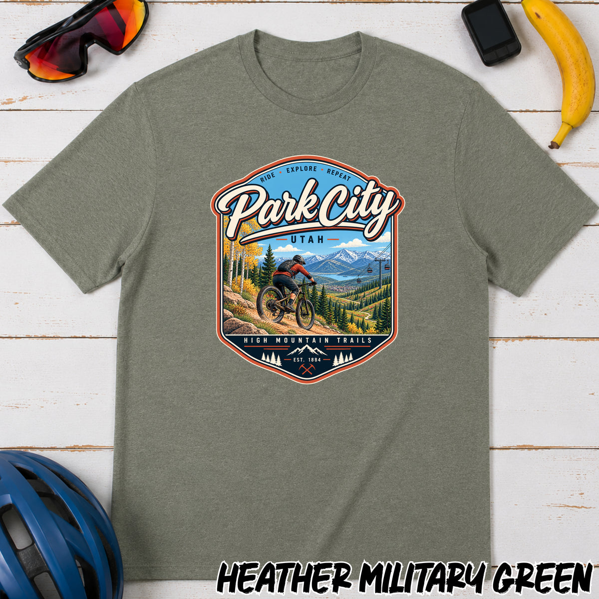 Park City Utah Mountain Bike T‑Shirt — Outdoor Adventure Scenic Tee