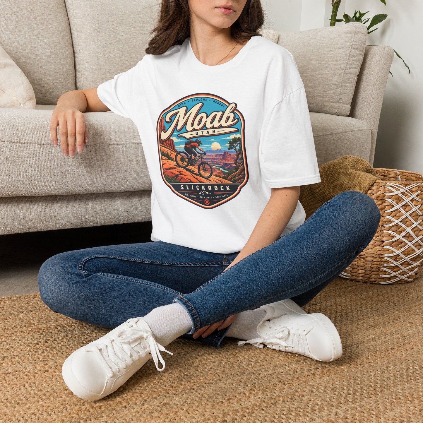 Moab Utah Mountain Biking T-Shirt β Retro Desert MTB Adventure Tee