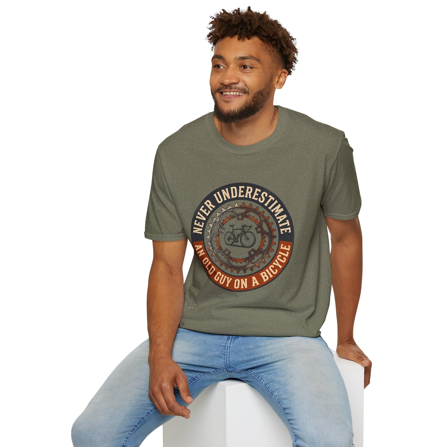 T-Shirt β "Never Underestimate An Old Guy On A Bicycle" Vintage Cycling Tee