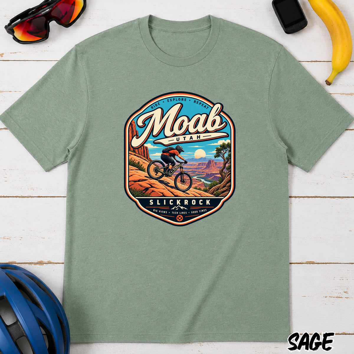 Moab Utah Mountain Biking T-Shirt β Retro Desert MTB Adventure Tee
