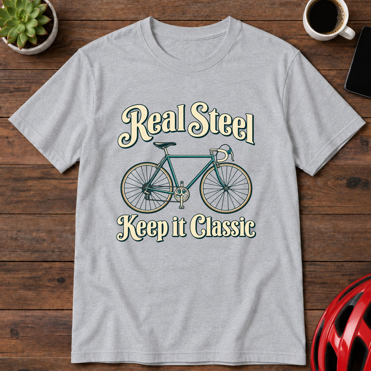 Real Steel Bicycle T‑Shirt — Keep It Classic Vintage Bike Tee(Global)