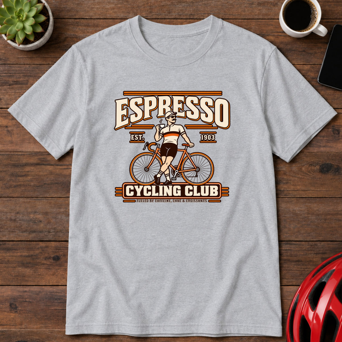 Espresso Cycling Club Vintage Bicycle T-Shirt(Global)