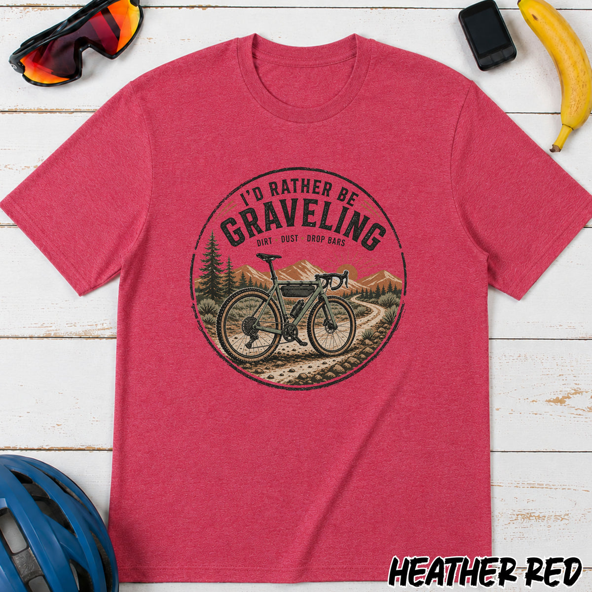 Gravel Bike T-Shirt β "I'd Rather Be Graveling" Retro Outdoor Cycling Tee
