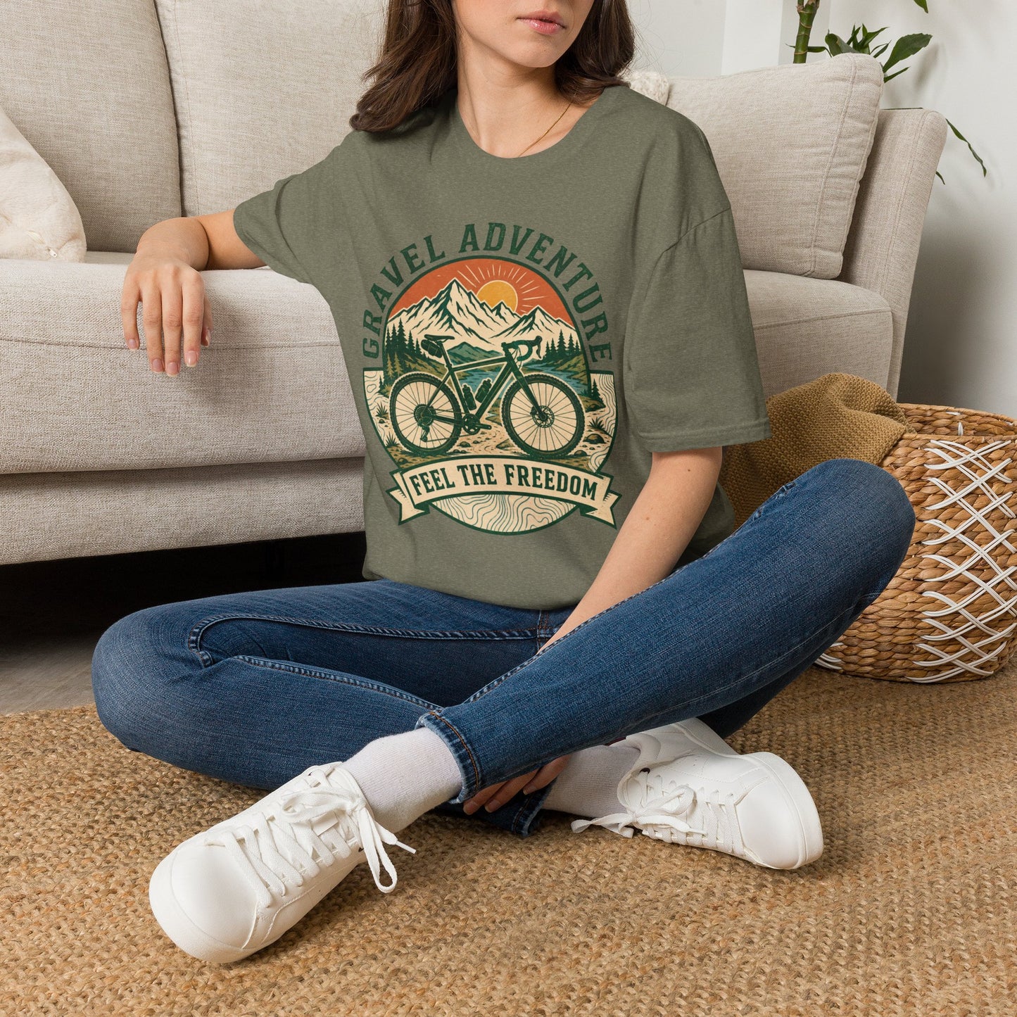 Gravel Adventure Cycling T-Shirt β "Feel The Freedom" Gravel Cycling Tee
