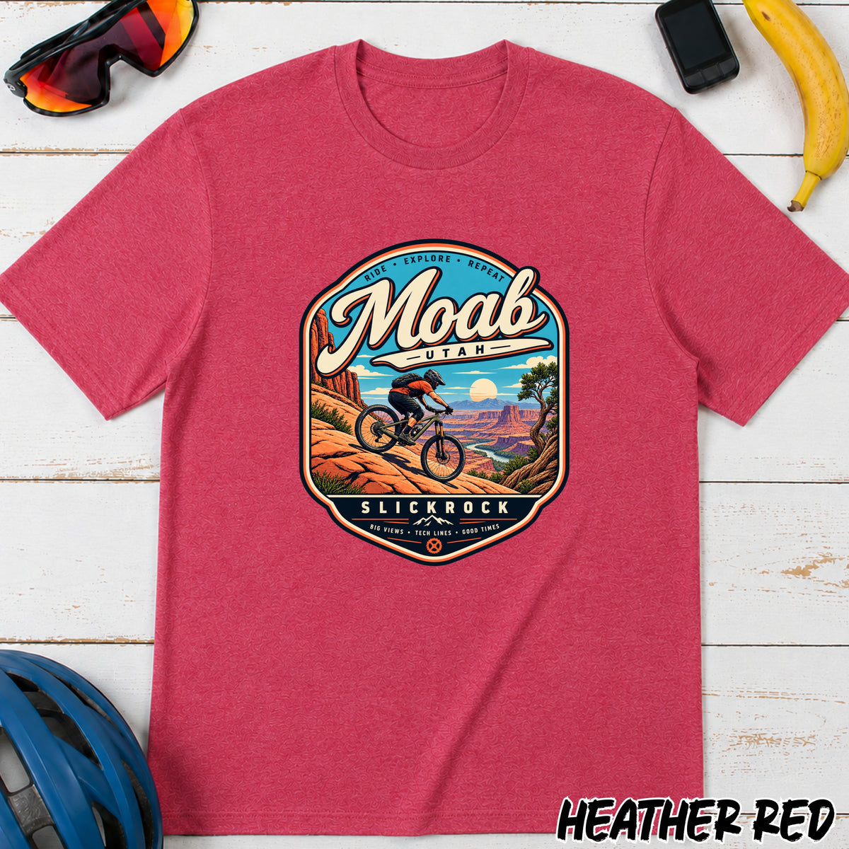 Moab Utah Mountain Biking T-Shirt β Retro Desert MTB Adventure Tee