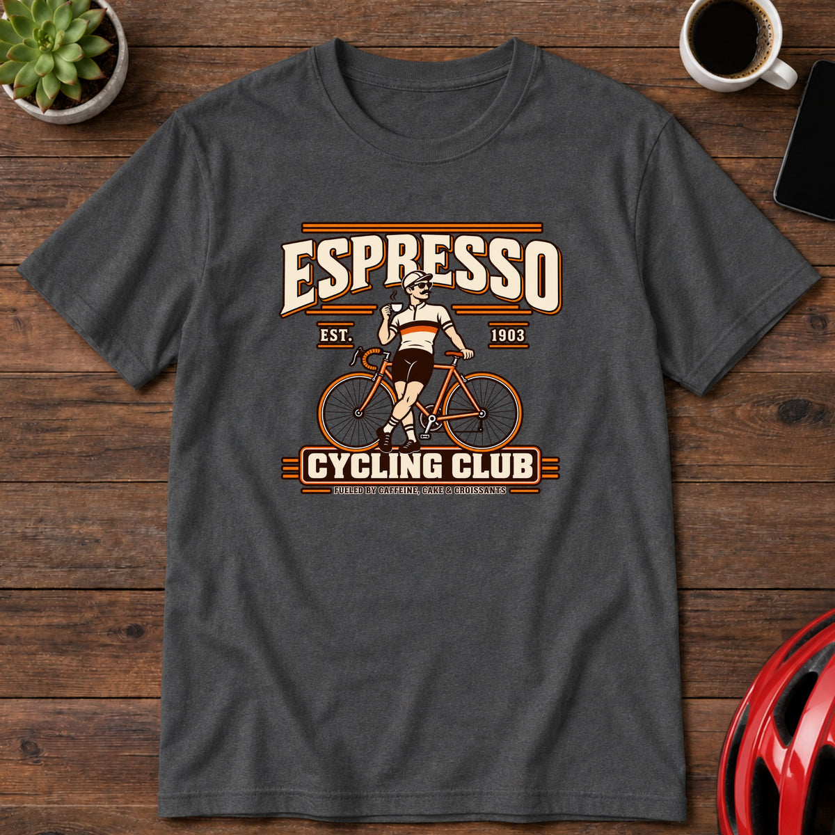 Espresso Cycling Club Vintage Bicycle T-Shirt(Global)