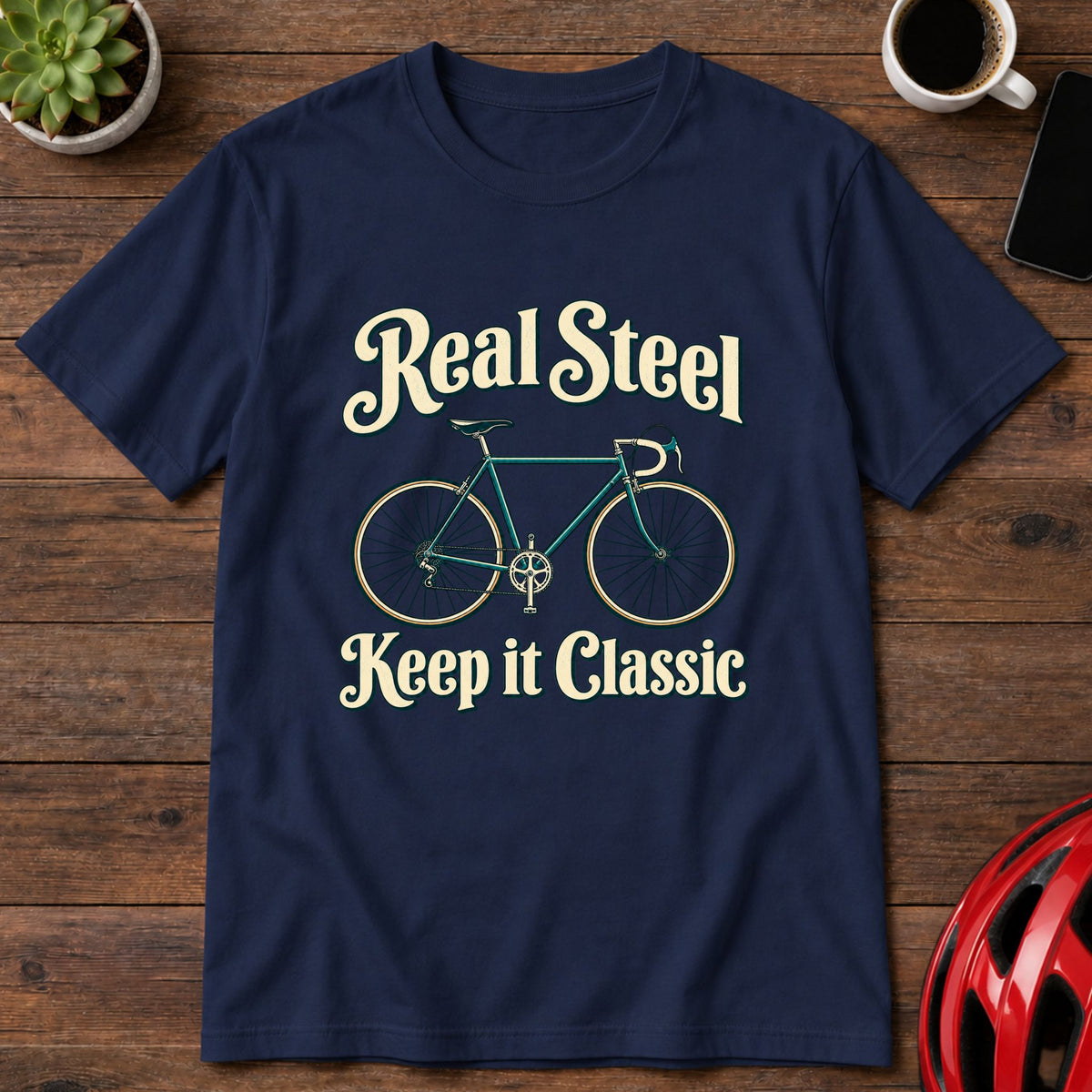 Real Steel Bicycle T‑Shirt — Keep It Classic Vintage Bike Tee(Global)