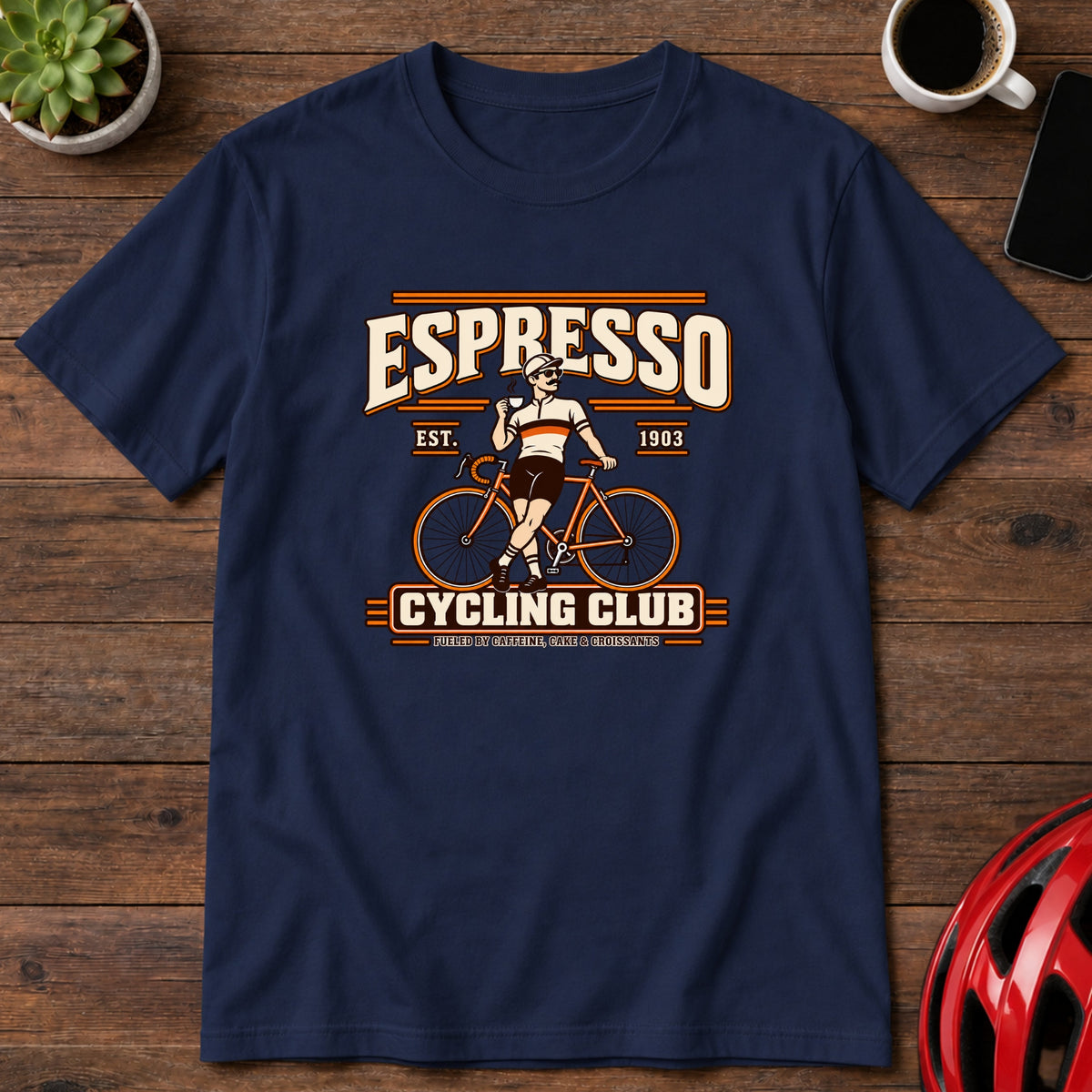 Espresso Cycling Club Vintage Bicycle T-Shirt(Global)