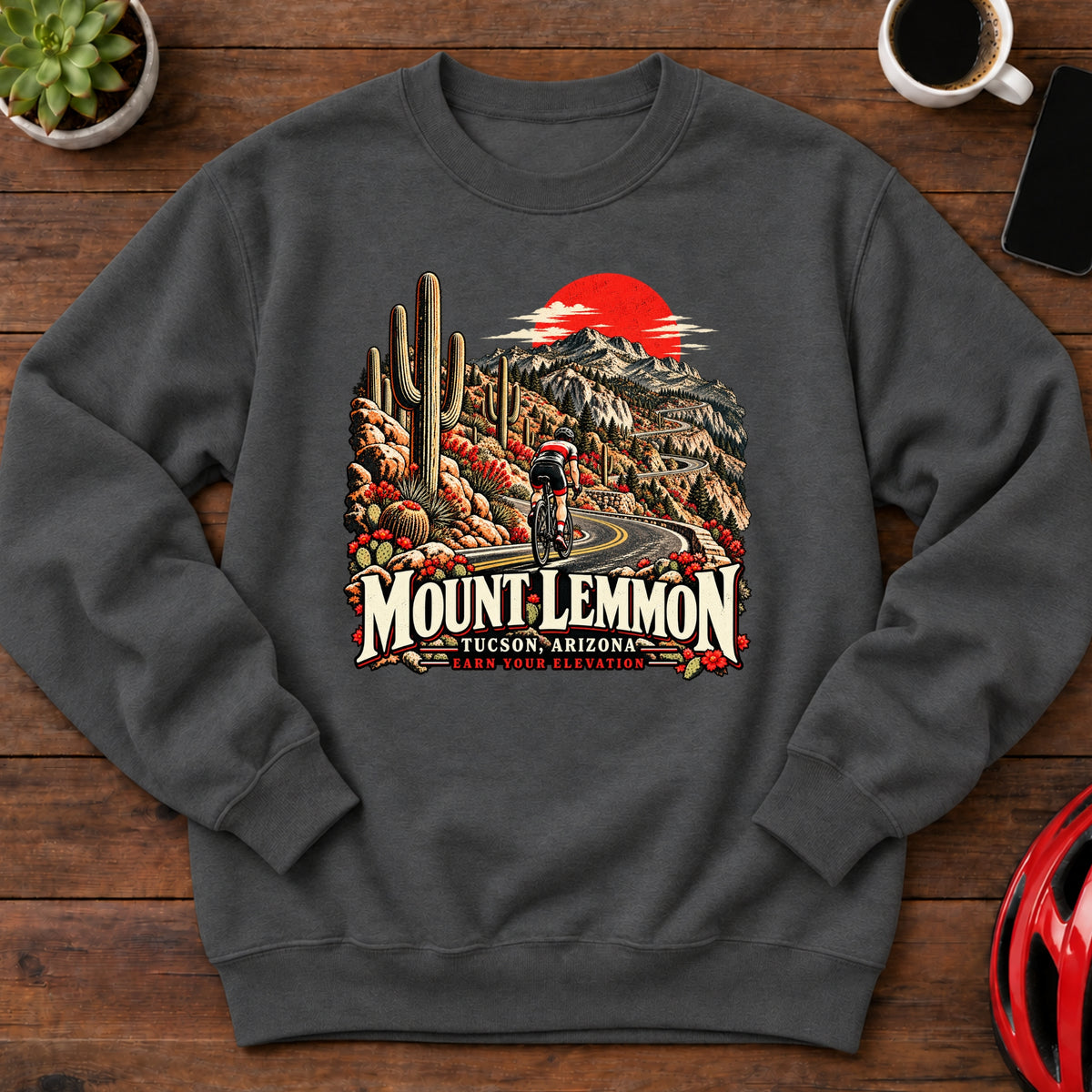 Mount Lemmon Tucson Arizona Cycling Sweatshirt(Global)