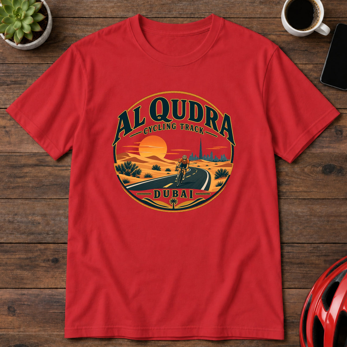 Al Qudra Cycling Track Sunset T-Shirt β Dubai Cycling Tee(Global)