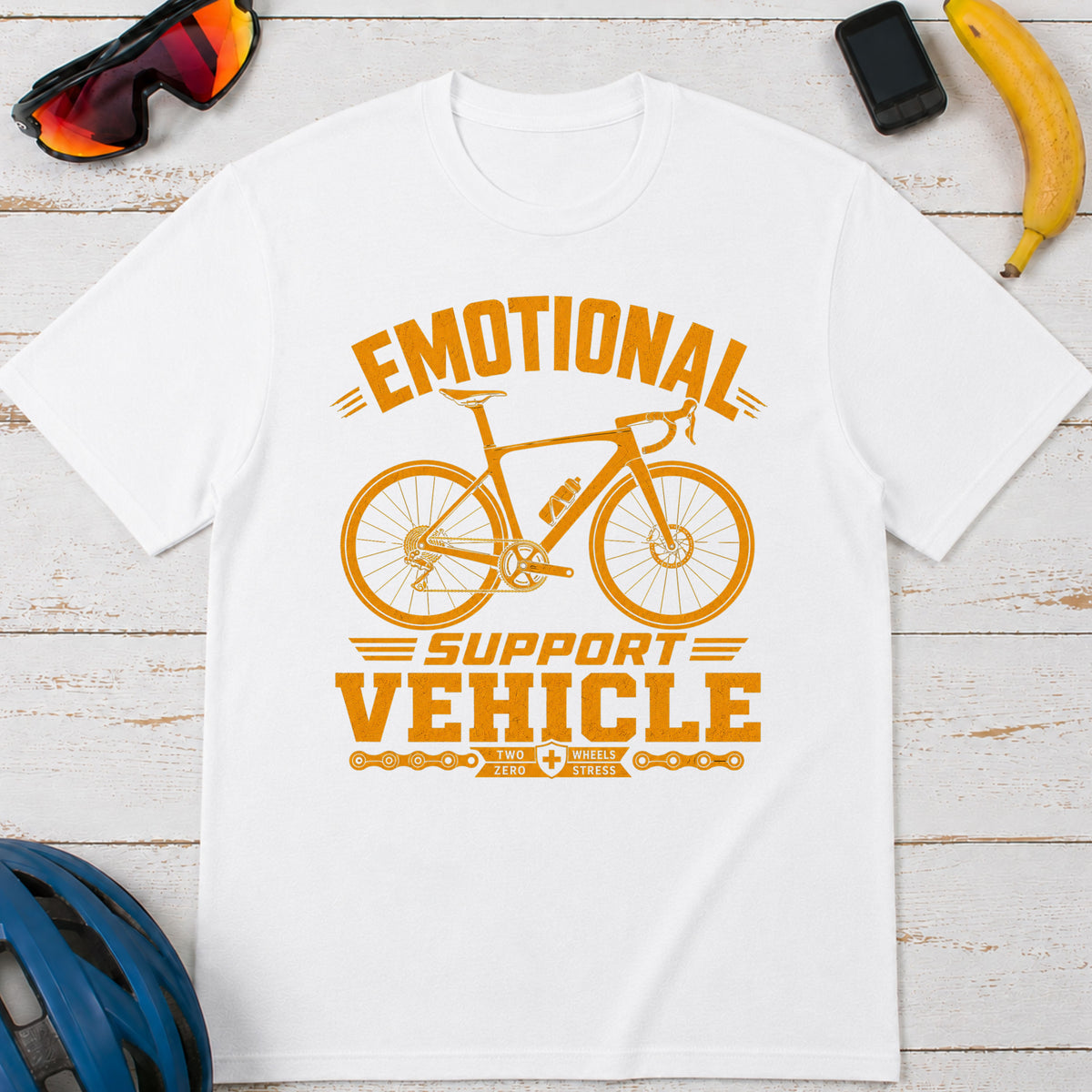 Emotional Support Vehicle T‑Shirt — Funny Cycling Tee for Road Bike Lovers