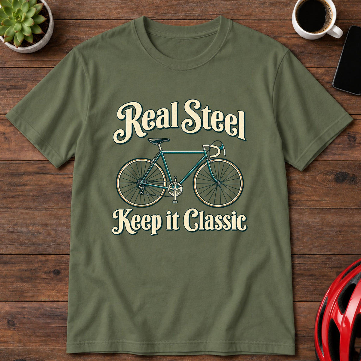 Real Steel Bicycle T‑Shirt — Keep It Classic Vintage Bike Tee(Global)