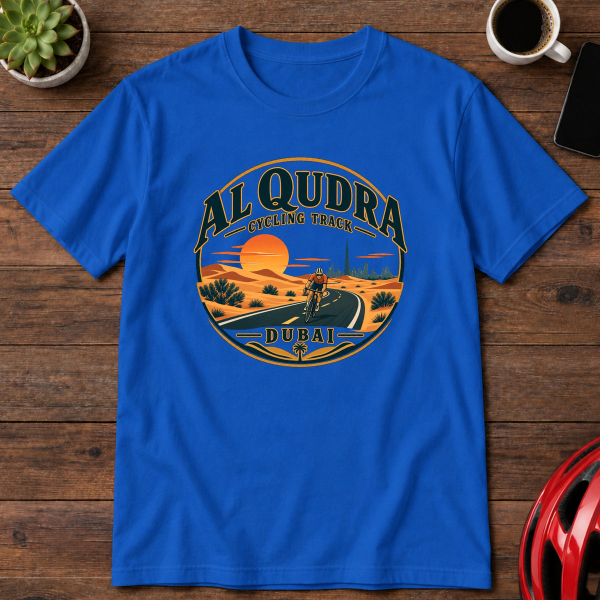 Al Qudra Cycling Track Sunset T-Shirt β Dubai Cycling Tee(Global)