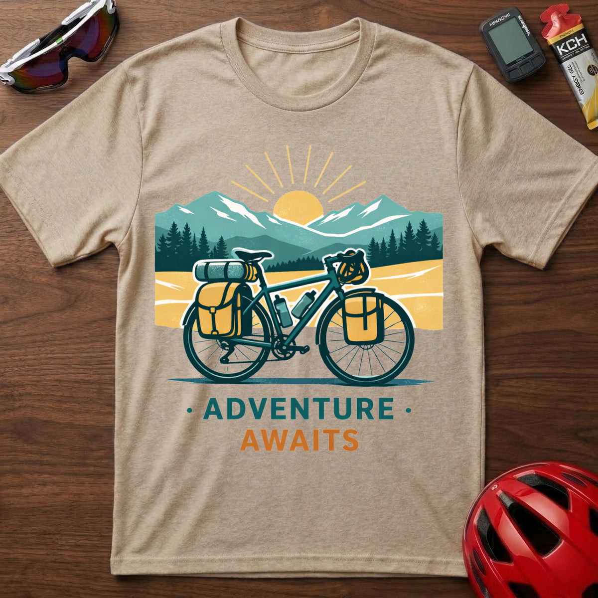 Adventure Awaits Bike Packing Cycling T-Shirt