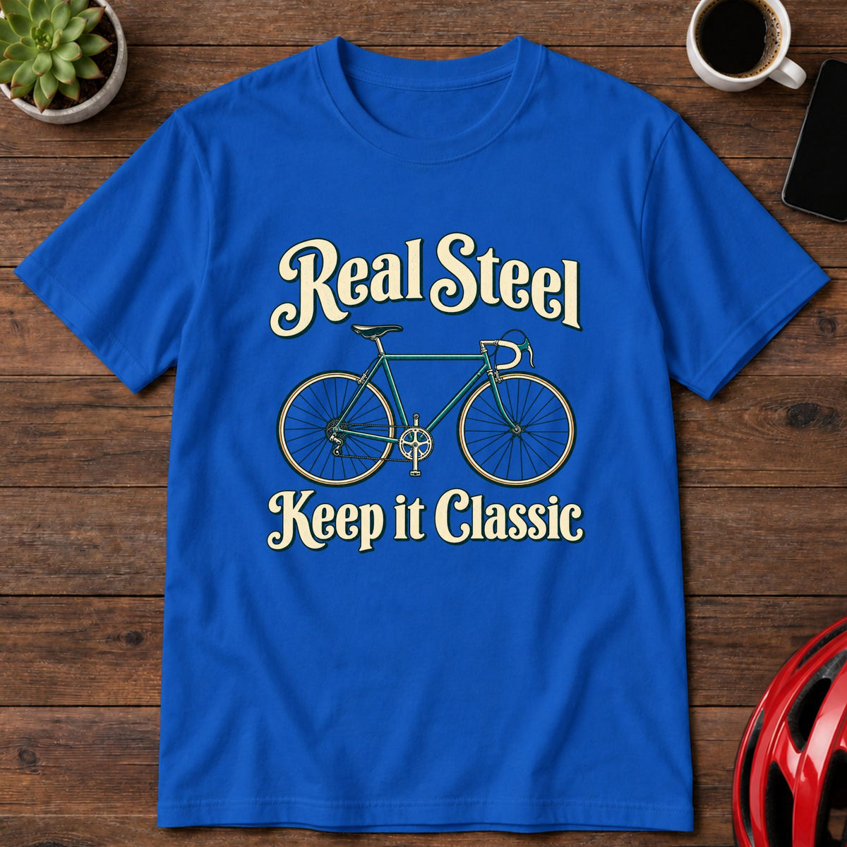 Real Steel Bicycle T‑Shirt — Keep It Classic Vintage Bike Tee(Global)