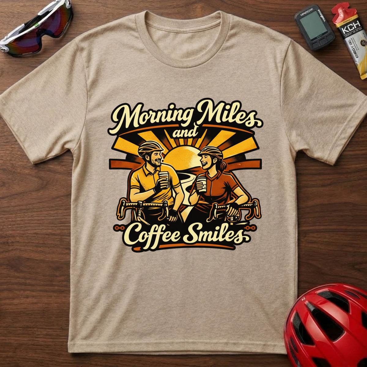 Morning Miles and Coffee Smiles Cycling T-Shirt