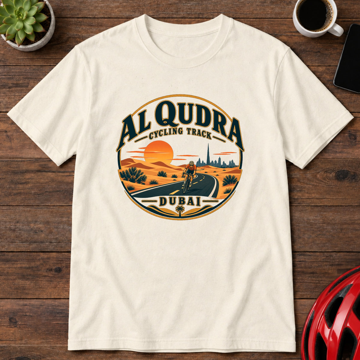 Al Qudra Cycling Track Sunset T-Shirt β Dubai Cycling Tee(Global)