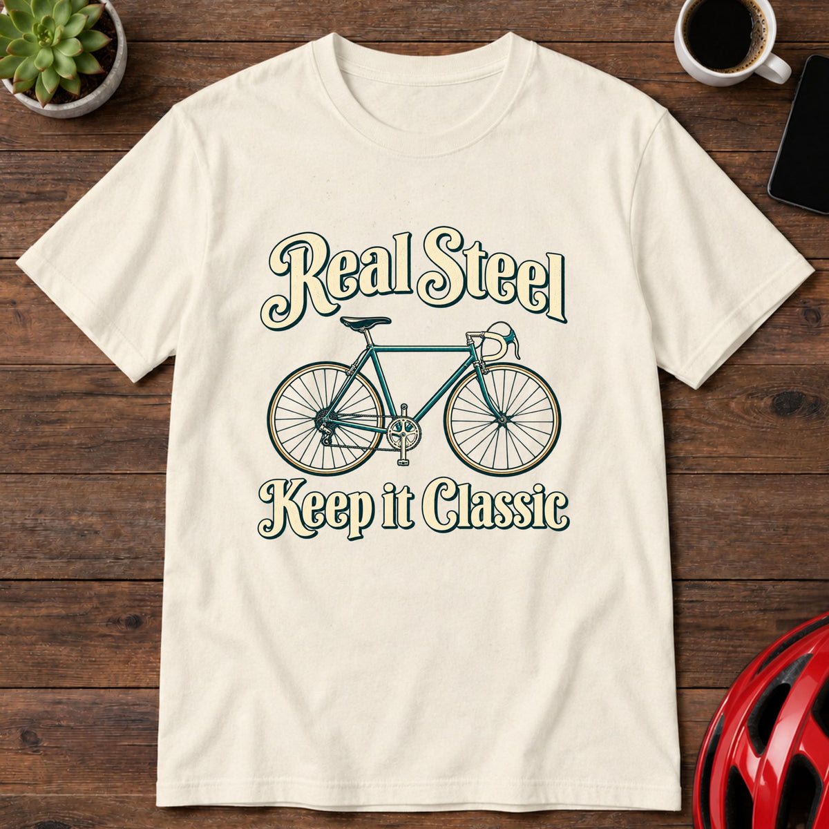 Real Steel Bicycle T‑Shirt — Keep It Classic Vintage Bike Tee(Global)