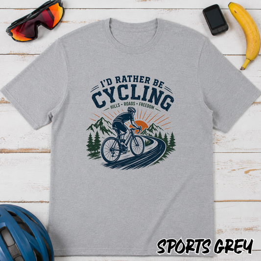 I'd Rather Be Cycling T-Shirt-Funny Tee for Cyclists