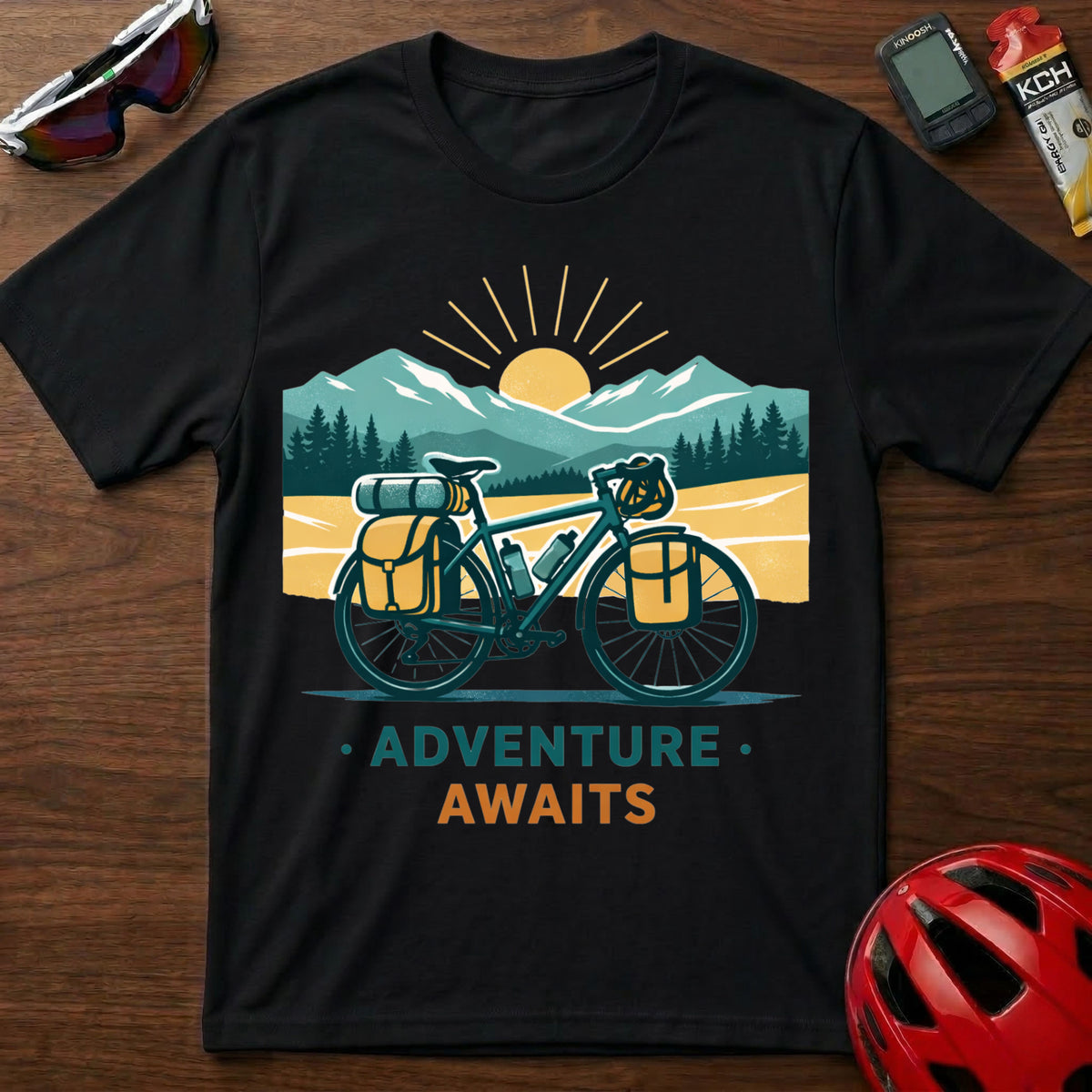 Adventure Awaits Bike Packing Cycling T-Shirt