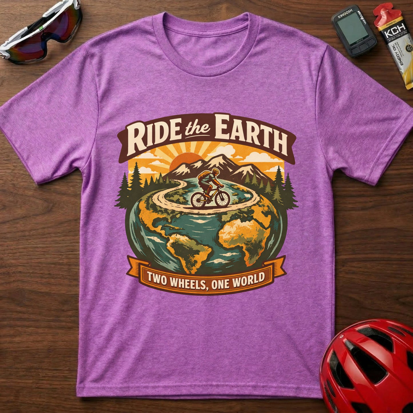 Ride the Earth Cycling T-Shirt β Two Wheels, One World Cycling Tee