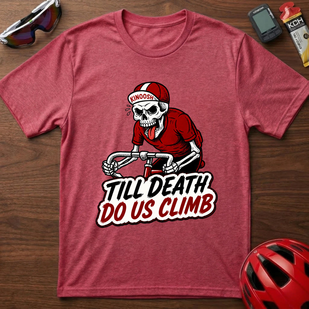Cycling T-Shirt — “Till Death Do Us Climb” Skull Biker Tee