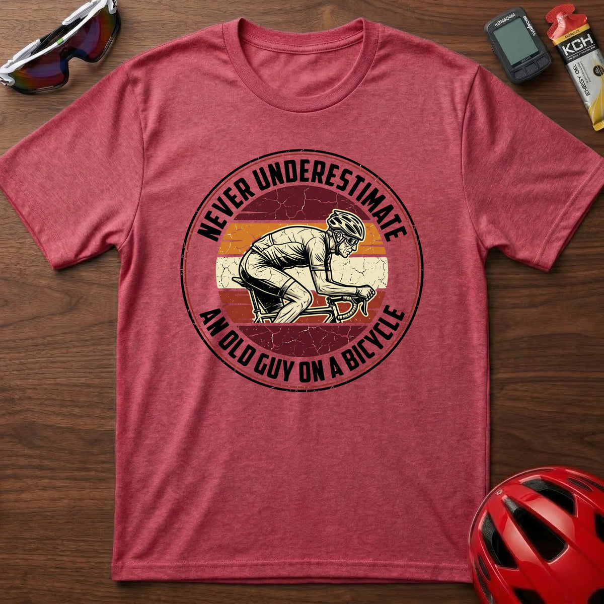 T-Shirt - "Never Underestimate An Old Guy On A Bicycle" Vintage Cycling Tee