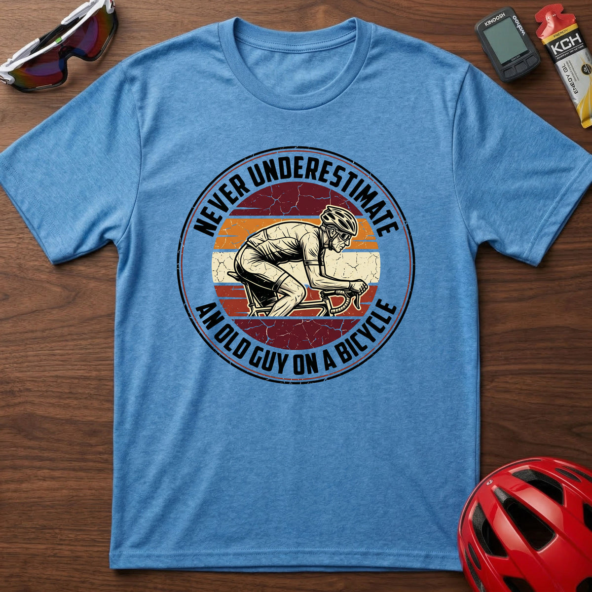 T-Shirt - "Never Underestimate An Old Guy On A Bicycle" Vintage Cycling Tee
