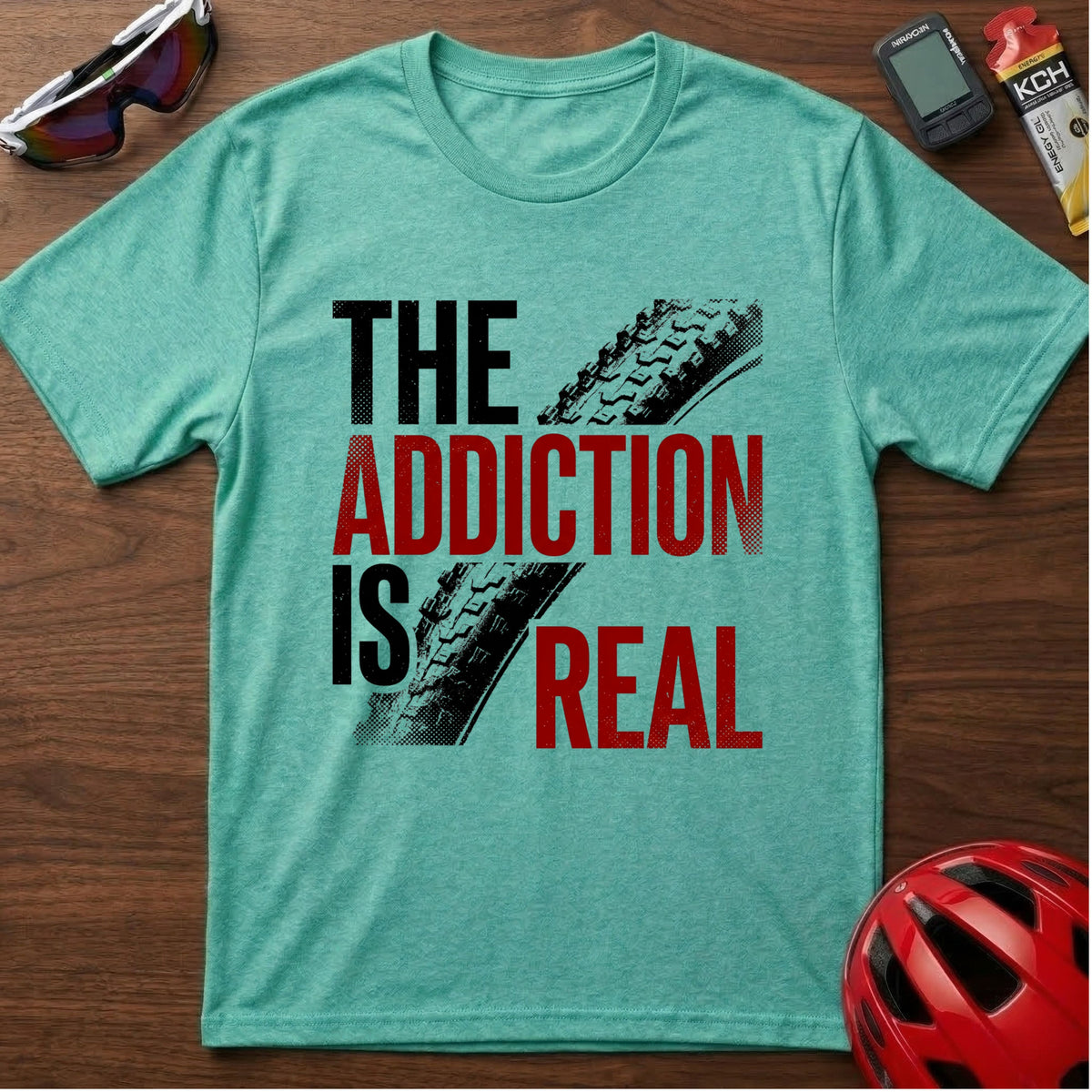 T‑Shirt — “The Addiction Is Real” Cycling Mountain Bike Graphic Tee