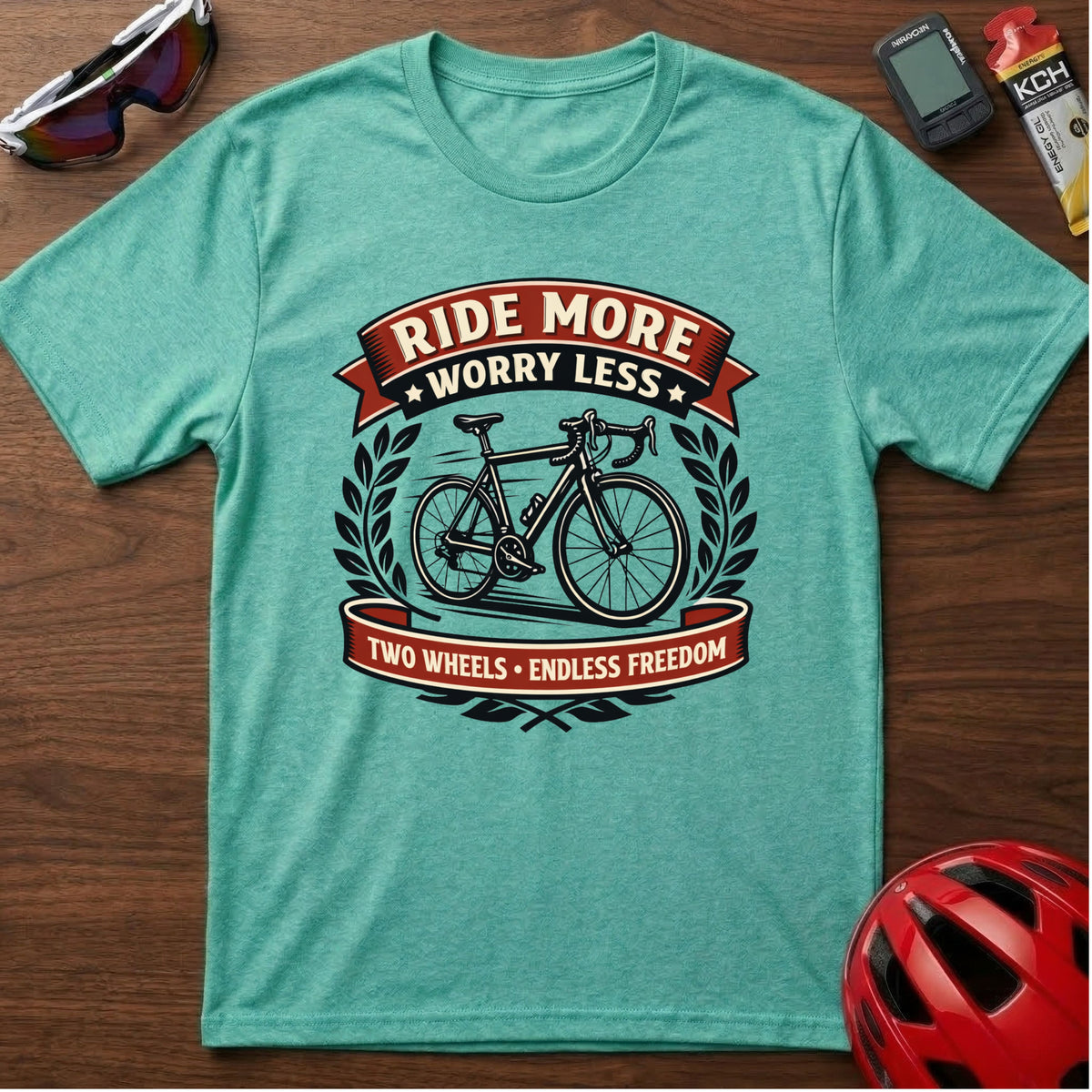 Ride More Worry Less Cycling T-Shirt β Vintage Cycling Tee