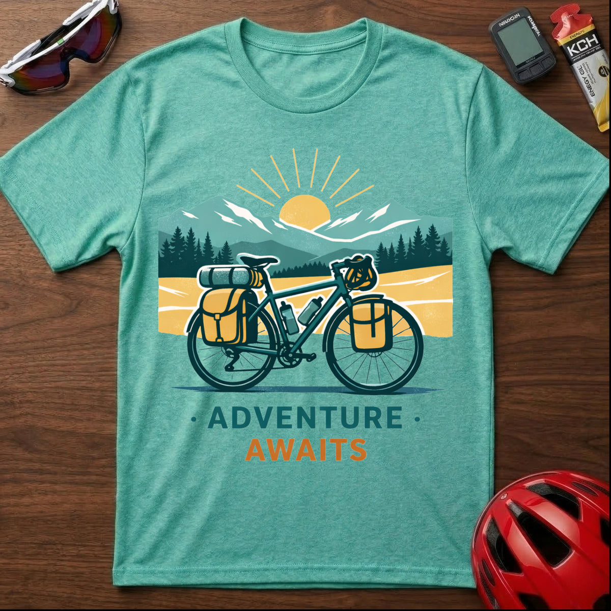 Adventure Awaits Bike Packing Cycling T-Shirt