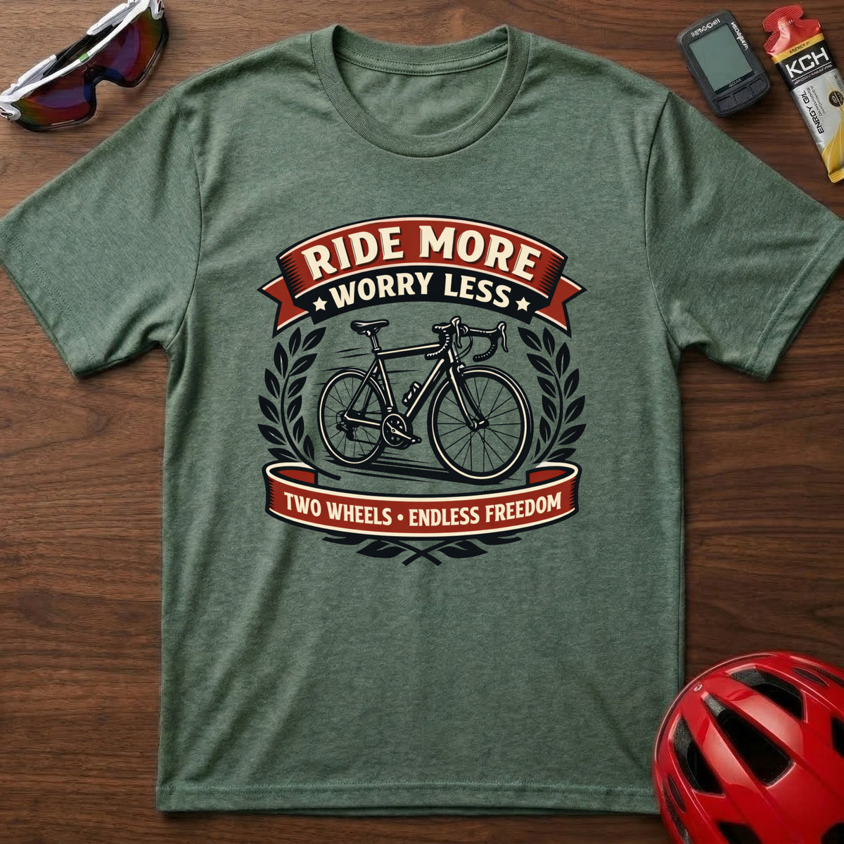 Ride More Worry Less Cycling T-Shirt β Vintage Cycling Tee