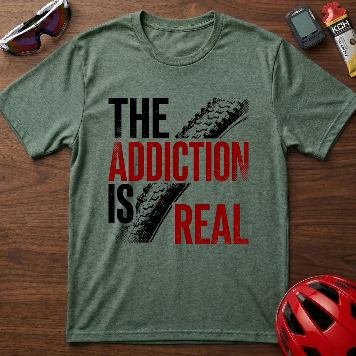 T‑Shirt — “The Addiction Is Real” Cycling Mountain Bike Graphic Tee