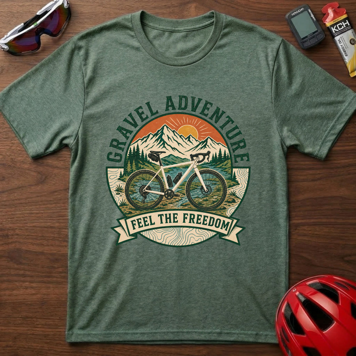 Gravel Adventure T-Shirt β 'Feel the Freedom' Cycling Tee