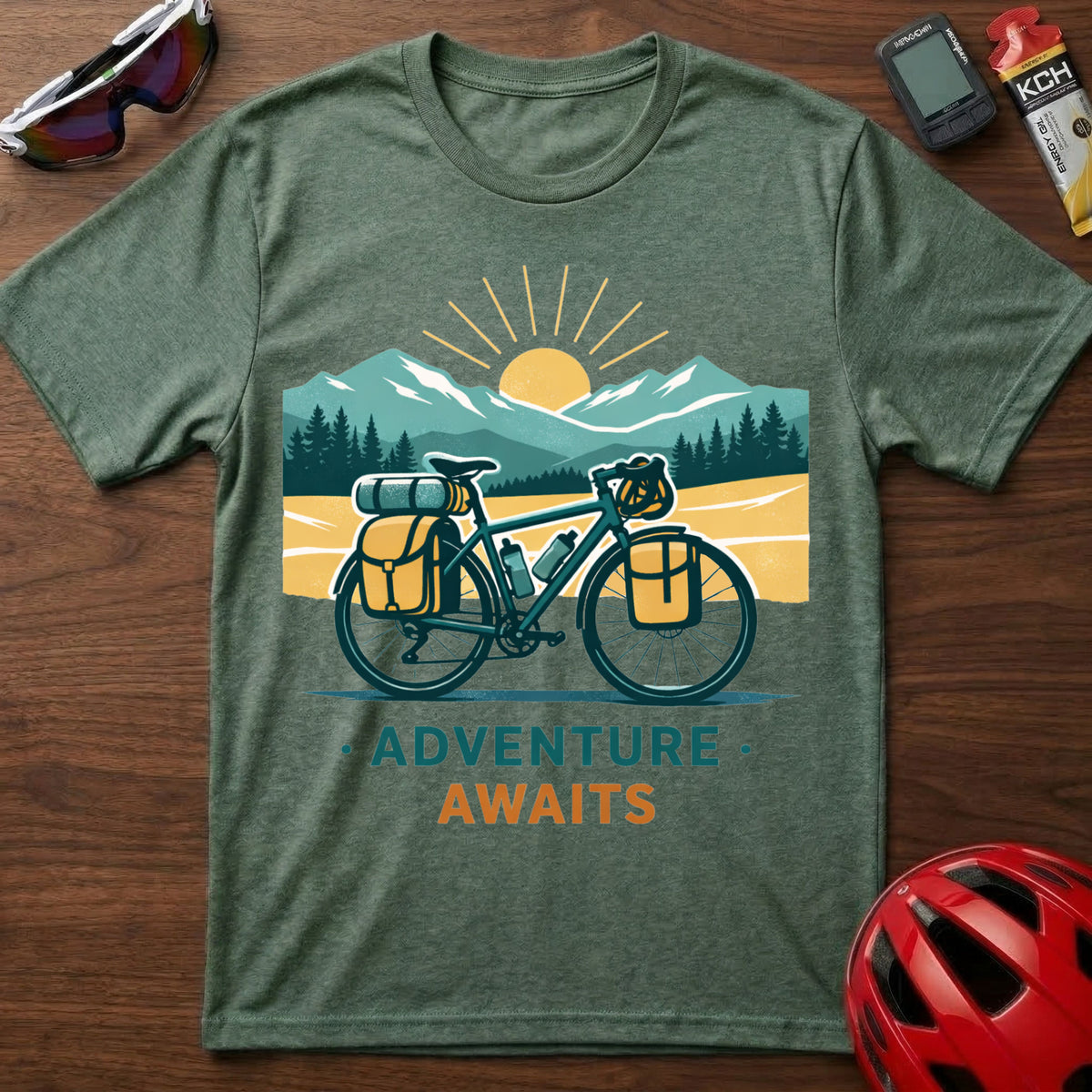 Adventure Awaits Bike Packing Cycling T-Shirt