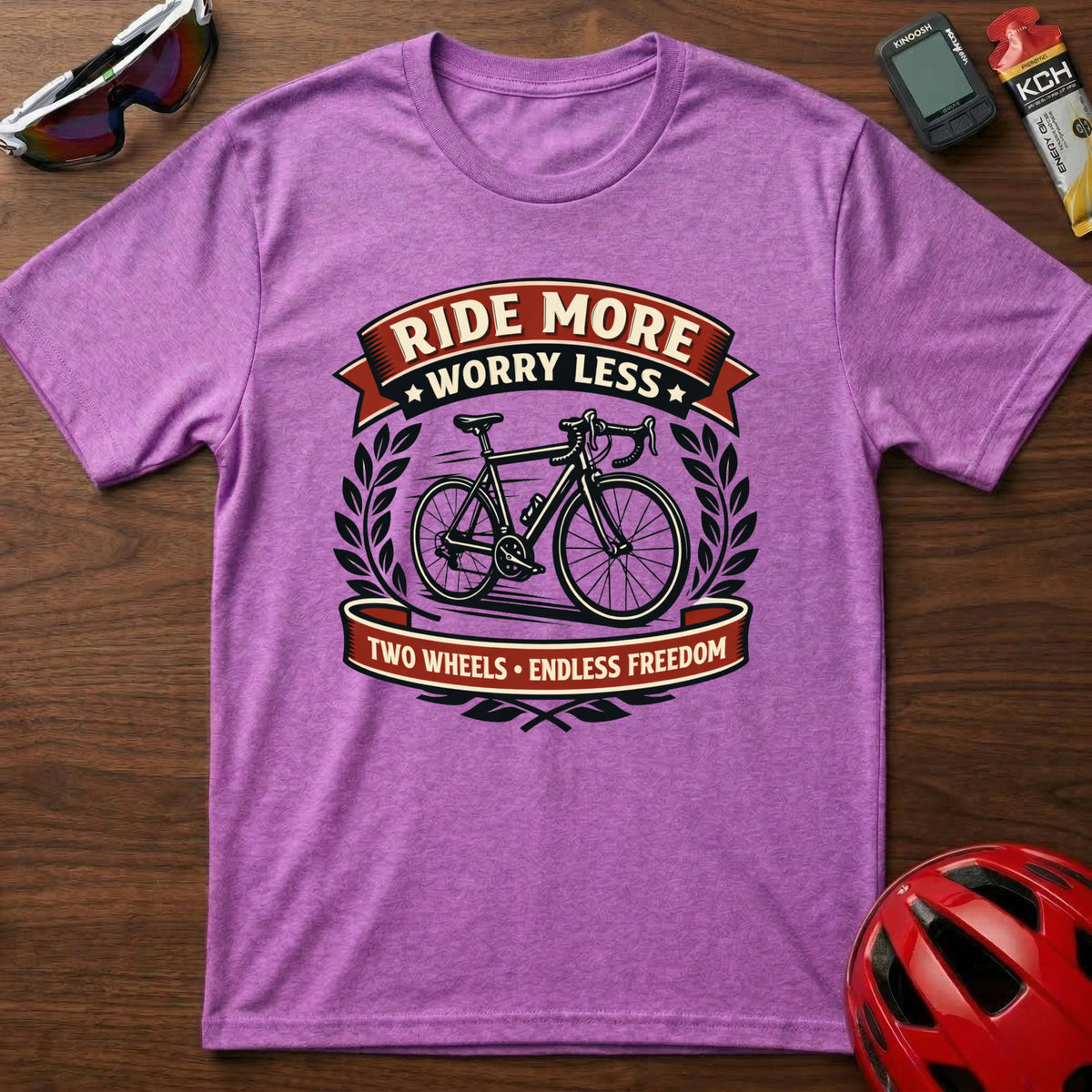 Ride More Worry Less Cycling T-Shirt β Vintage Cycling Tee