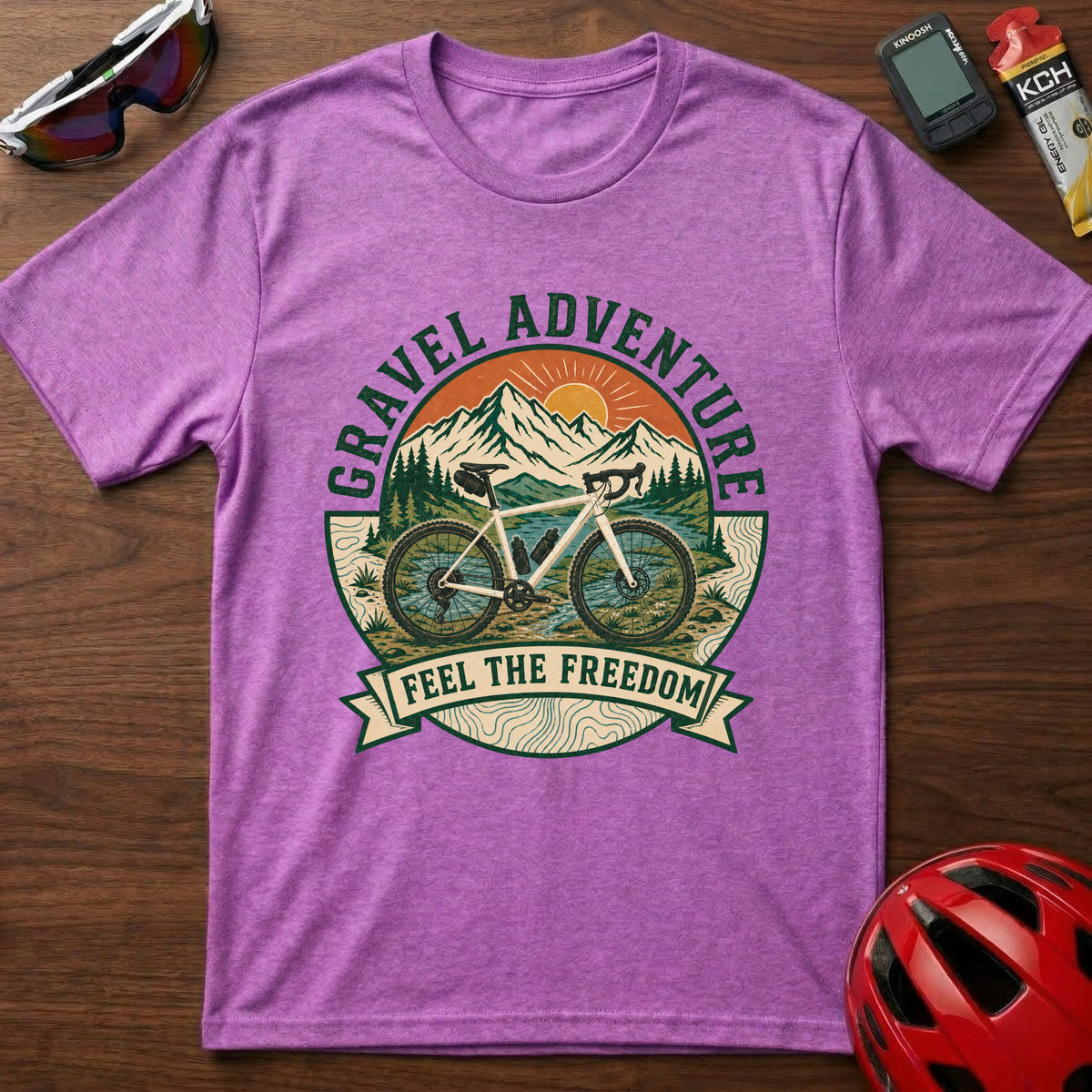 Gravel Adventure T-Shirt β 'Feel the Freedom' Cycling Tee