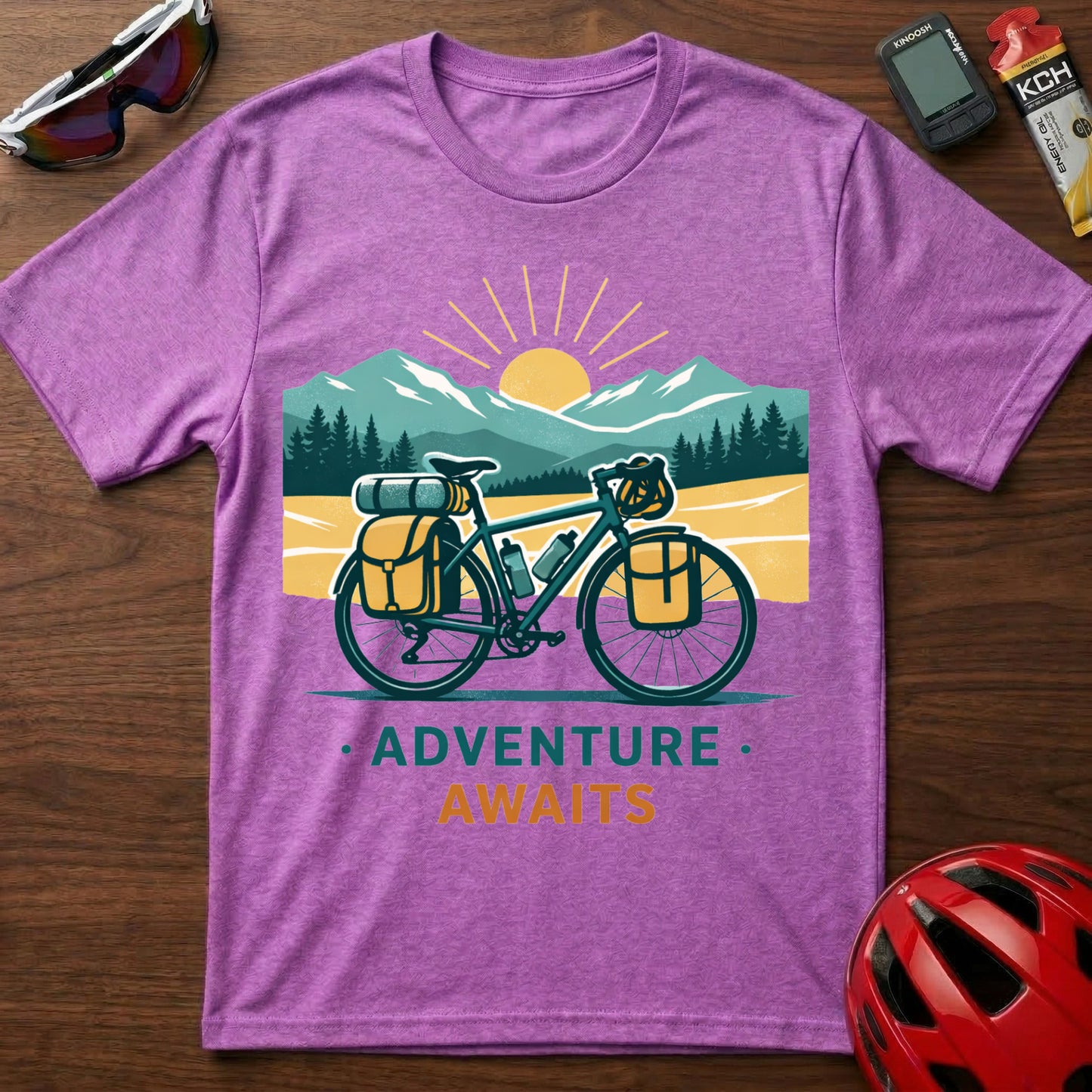 Adventure Awaits Bike Packing Cycling T-Shirt