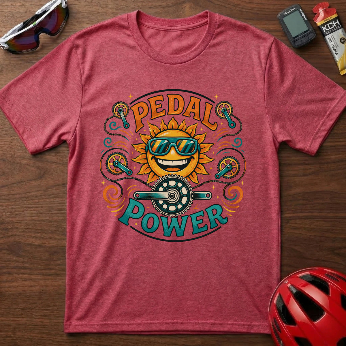 Pedal Power Cycling T-Shirt β Sunny Cycling Graphic Tee