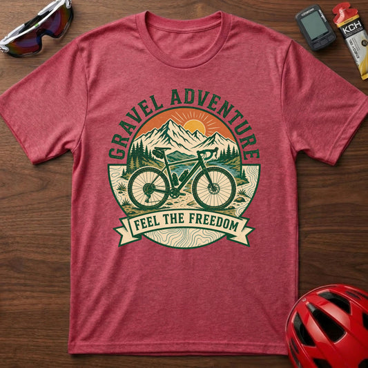 Gravel Adventure Cycling T-Shirt β "Feel The Freedom" Gravel Cycling Tee