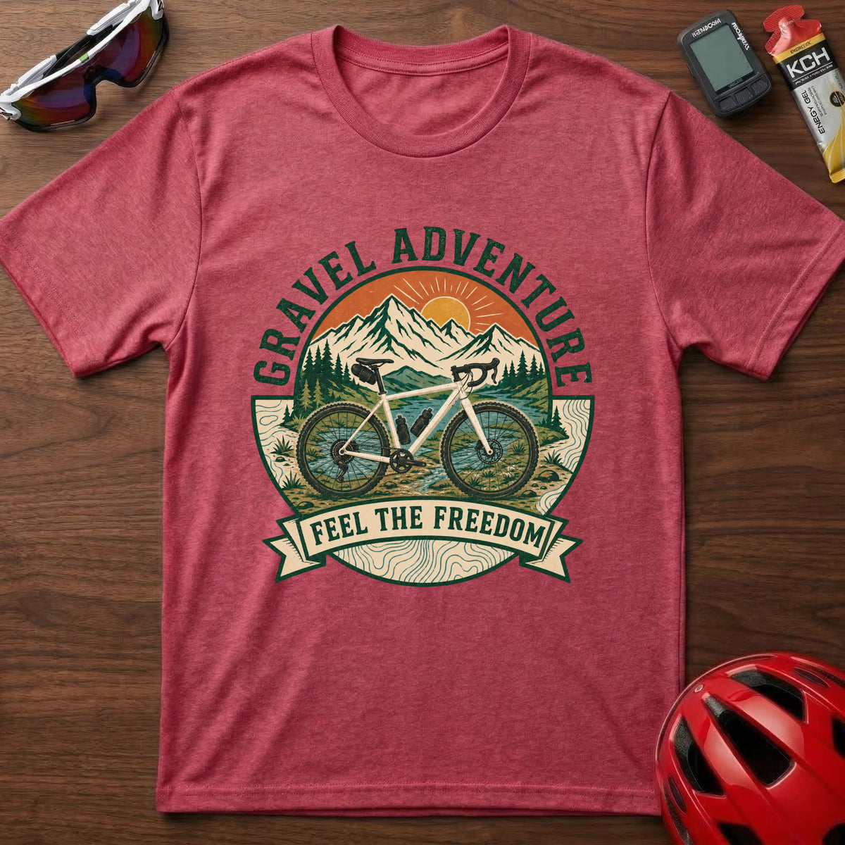 Gravel Adventure T-Shirt β 'Feel the Freedom' Cycling Tee