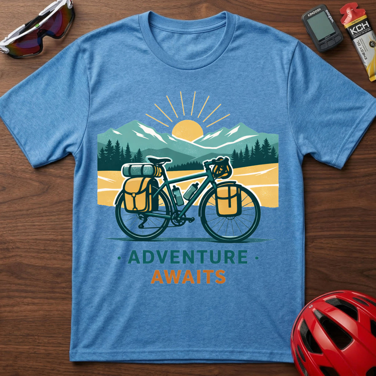 Adventure Awaits Bike Packing Cycling T-Shirt