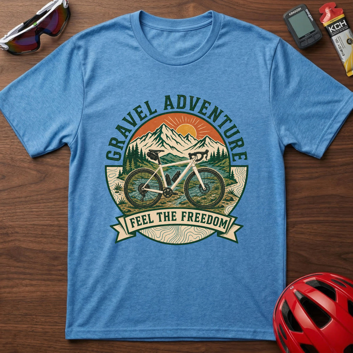 Gravel Adventure T-Shirt β 'Feel the Freedom' Cycling Tee
