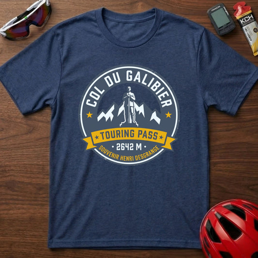 Col du Galibier Touring Pass Cycling T-Shirt — Vintage Alpine Cycling Badge