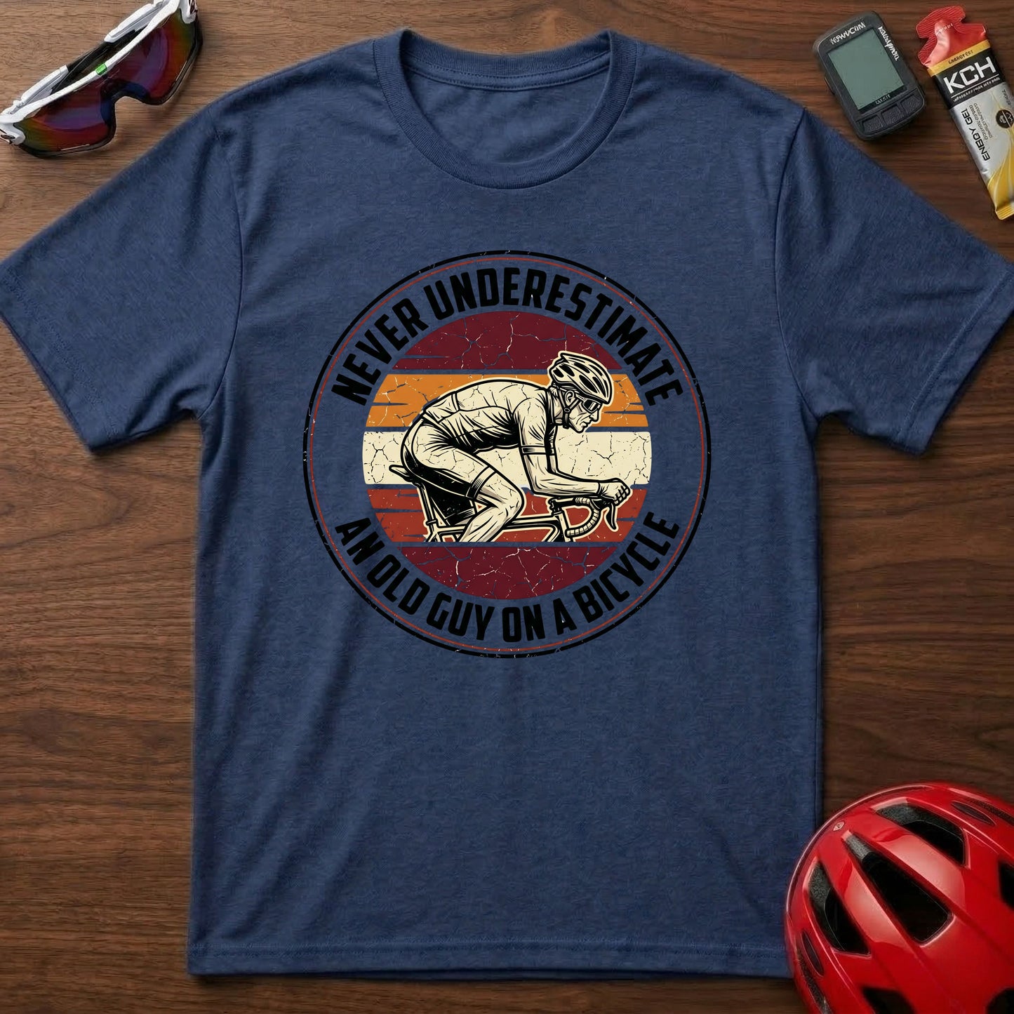 T-Shirt - "Never Underestimate An Old Guy On A Bicycle" Vintage Cycling Tee