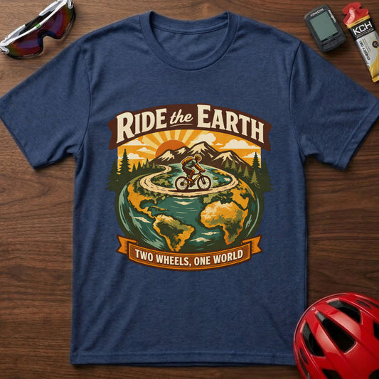 Ride the Earth Cycling T-Shirt — Two Wheels, One World Cycling Tee
