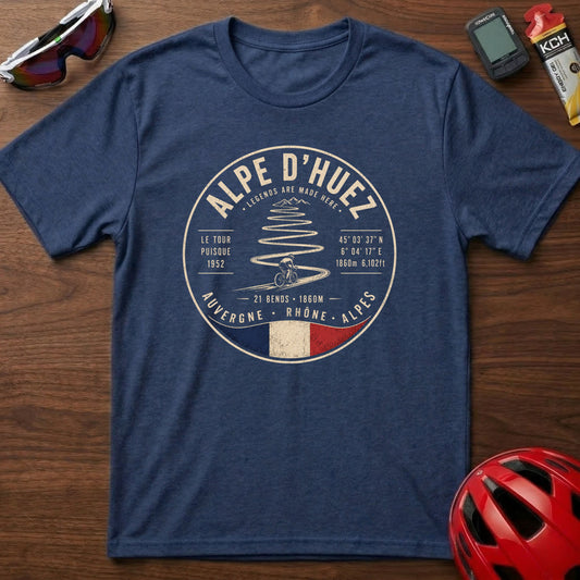 Alpe d'Huez Cycling Tee β Vintage French Climb Tour de France Graphic T-Shirt