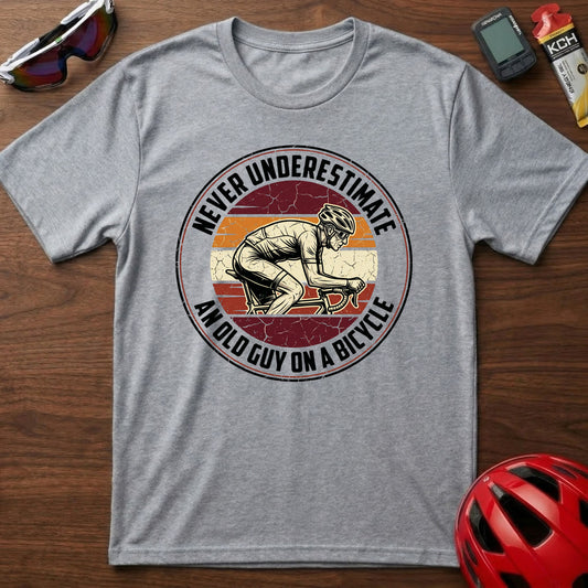 T-Shirt - "Never Underestimate An Old Guy On A Bicycle" Vintage Cycling Tee